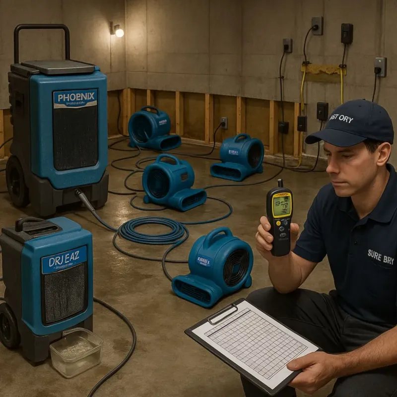 Structural Drying and Dehumidification process in Richmond County, VA